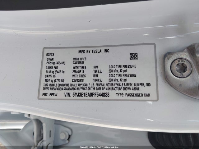 Tesla Model 3 Rear-wheel Drive 2023 5YJ3E1EA0PF544838 Image 9