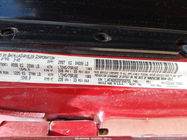 Продаж на аукціоні авто 2005 Jeep Wrangler Rubicon, vin: 1J4FA69S55P359755, номер лоту: 45223609