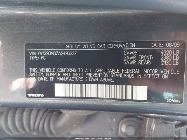Продажа на аукционе авто 2010 Volvo S40 2.4i, vin: YV1390MS7A2490337, номер лота: 45223669