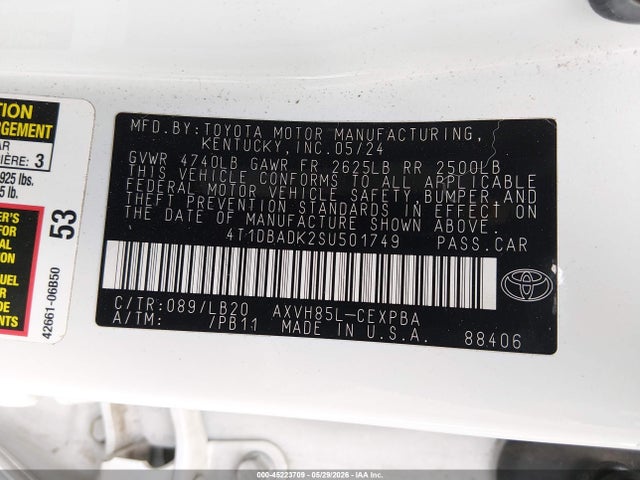 4T1DBADK2SU501749 Toyota CAMRY XSE