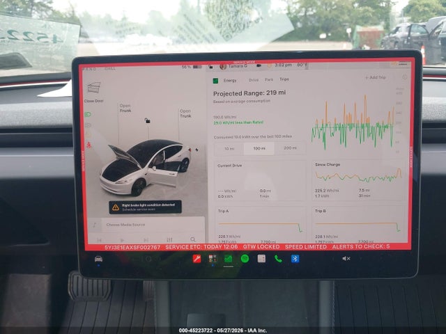 Продаж на аукціоні авто 2025 Tesla Model 3 Long Range Rear-wheel Drive/standard Rear-wheel Drive, vin: 5YJ3E1EAXSF002767, номер лоту: 45223722