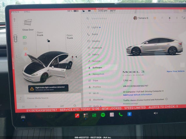 Продаж на аукціоні авто 2025 Tesla Model 3 Long Range Rear-wheel Drive/standard Rear-wheel Drive, vin: 5YJ3E1EAXSF002767, номер лоту: 45223722