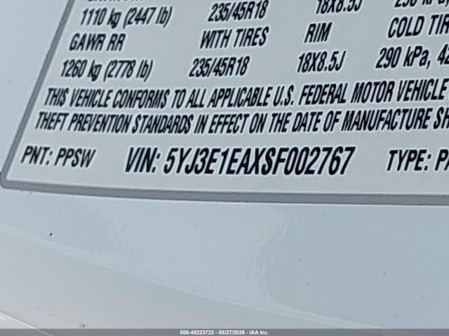 Продаж на аукціоні авто 2025 Tesla Model 3 Long Range Rear-wheel Drive/standard Rear-wheel Drive, vin: 5YJ3E1EAXSF002767, номер лоту: 45223722