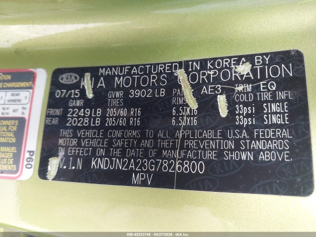 KIA Soul 2016 KNDJN2A23G7826800 Image 9