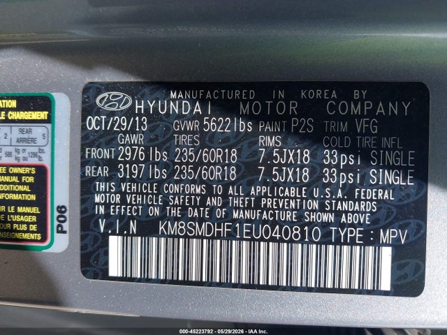 Hyundai Santa Fe Gls 2014 KM8SMDHF1EU040810 Image 9