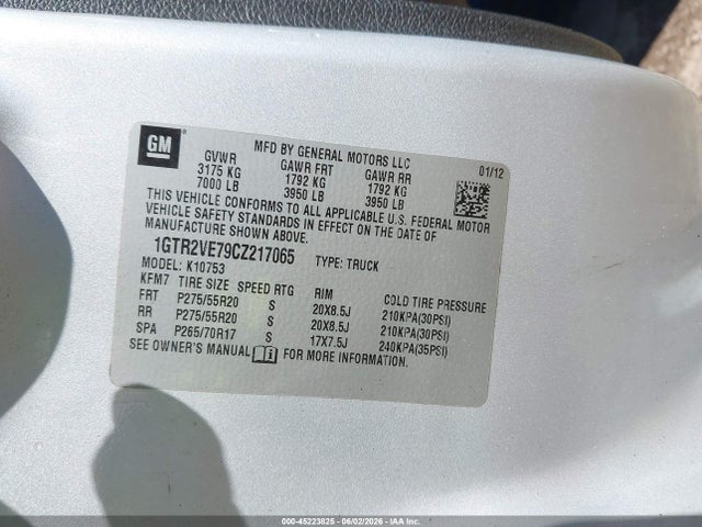Продаж на аукціоні авто 2012 Gmc Sierra 1500 Sle, vin: 1GTR2VE79CZ217065, номер лоту: 45223825