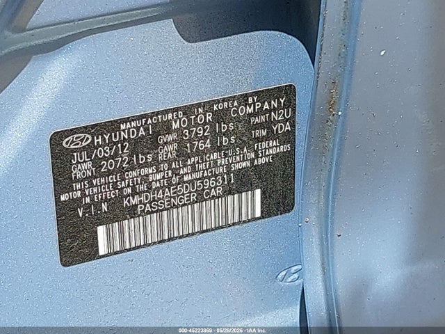 Aukcja sprzedaży 2013 Hyundai Elantra Limited, vin: KMHDH4AE5DU596311, numer aukcji: 45223869