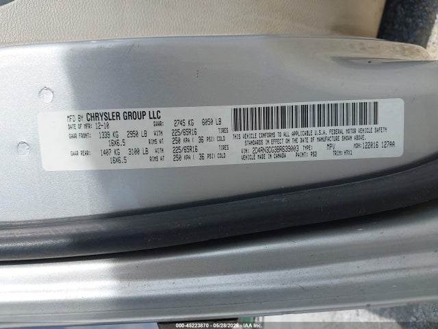 Продажа на аукционе авто 2011 Dodge Grand Caravan Mainstreet, vin: 2D4RN3DG3BR639003, номер лота: 45223870