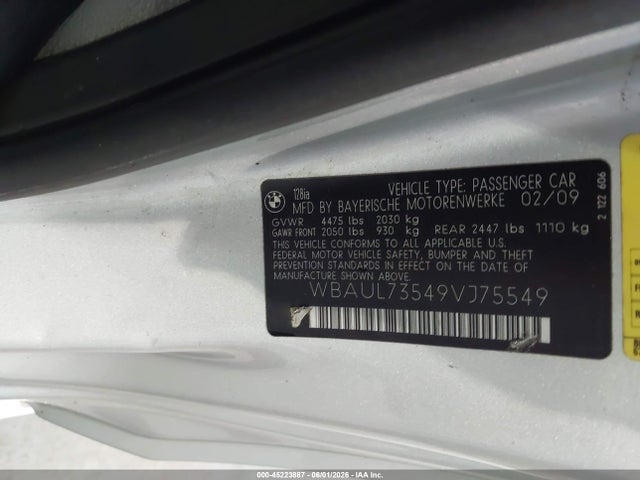 Aukcja sprzedaży 2009 Bmw 128i, vin: WBAUL73549VJ75549, numer aukcji: 45223887