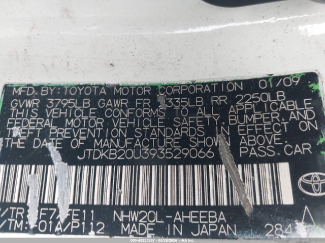 2009 Toyota Prius მანქანა იყიდება აუქციონზე, vin: JTDKB20U393529066, აუქციონის ნომერი: 45223927