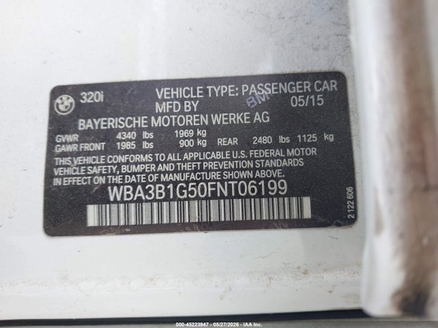 BMW 320i 2015 WBA3B1G50FNT06199 Image 9