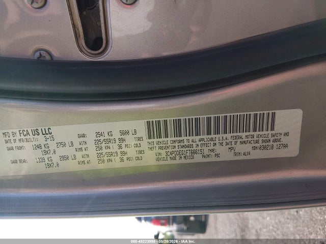 Aukcja sprzedaży 2015 Dodge Journey R/t, vin: 3C4PDDEG1FT666151, numer aukcji: 45223998