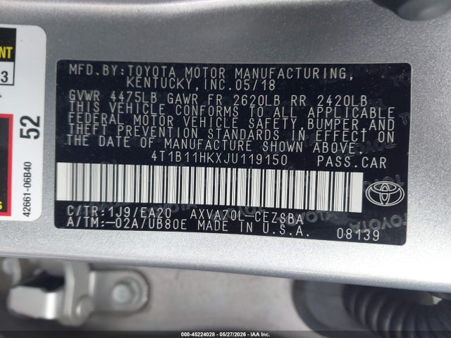 4T1B11HKXJU119150 Toyota CAMRY SE