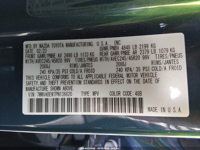 45224038 :رقم المزاد ، 7MMVABEM7PN136620 vin ، 2023 Mazda Cx-50 2.5 S Premium Plus مزاد بيع