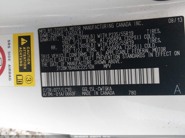 Продаж на аукціоні авто 2013 Lexus Rx 350, vin: 2T2BK1BA6DC225108, номер лоту: 45224124