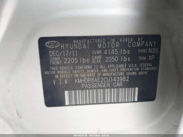 Aukcja sprzedaży 2012 Hyundai Elantra Touring Gls, vin: KMHDB8AE2CU143982, numer aukcji: 45224126