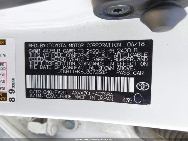 Продажа на аукционе авто 2018 Toyota Camry Se, vin: JTNB11HK6J3072382, номер лота: 45224162