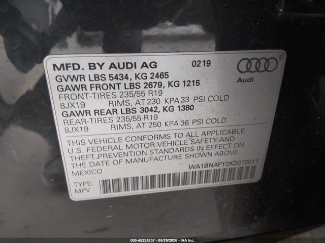Audi Q5 45 Premium 2019 WA1BNAFY2K2072011 Image 9