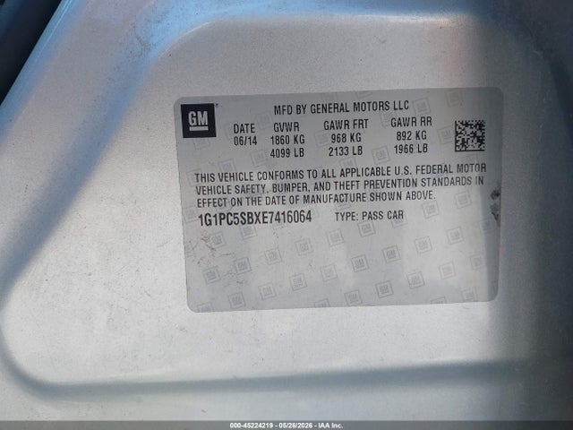 Продажа на аукционе авто 2014 Chevrolet Cruze 1lt Auto, vin: 1G1PC5SBXE7416064, номер лота: 45224219