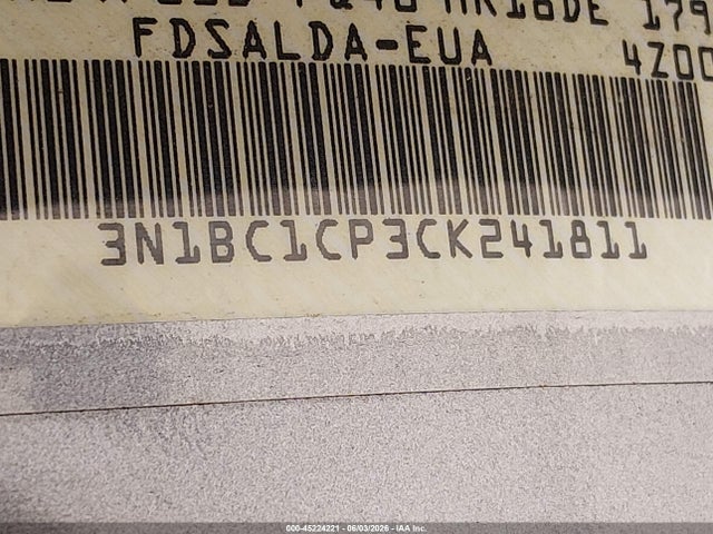45224221 :رقم المزاد ، 3N1BC1CP3CK241811 vin ، 2012 Nissan Versa 1.8 S مزاد بيع