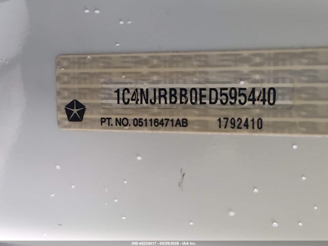 2014 Jeep Patriot Sport მანქანა იყიდება აუქციონზე, vin: 1C4NJRBB0ED595440, აუქციონის ნომერი: 45224417