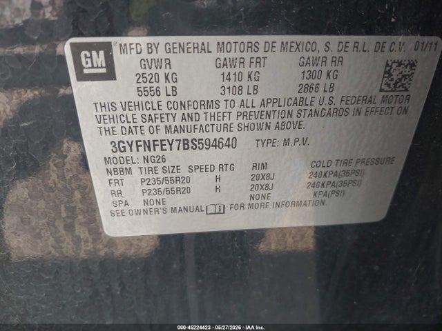 Aukcja sprzedaży 2011 Cadillac Srx Premium Collection, vin: 3GYFNFEY7BS594640, numer aukcji: 45224423