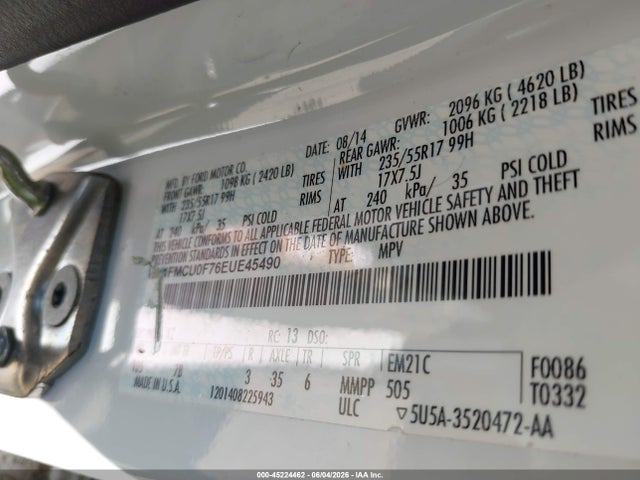 Продаж на аукціоні авто 2014 Ford Escape S, vin: 1FMCU0F76EUE45490, номер лоту: 45224462