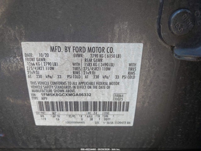 Ford Explorer St 2021 1FM5K8GCXMGA06332 Image 9