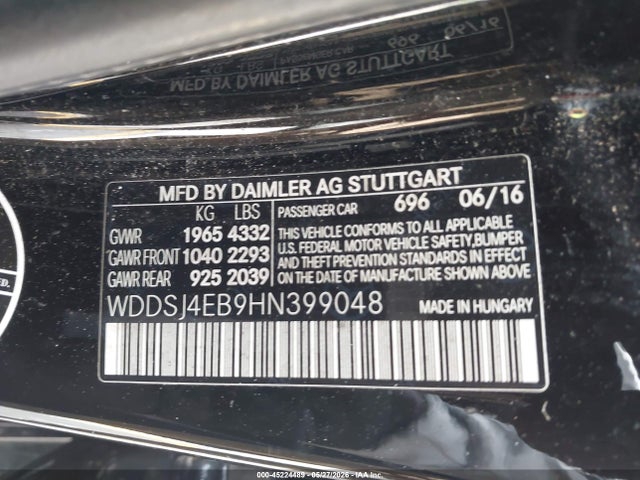 Aukcja sprzedaży 2017 Mercedes-benz Cla 250, vin: WDDSJ4EB9HN399048, numer aukcji: 45224489