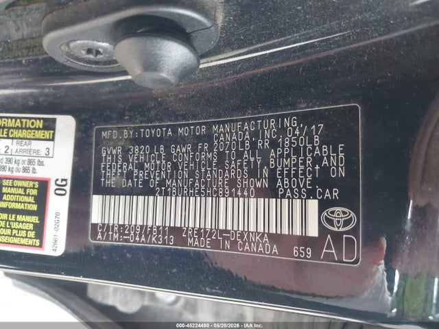 Продажа на аукционе авто 2017 Toyota Corolla Le, vin: 2T1BURHE5HC891440, номер лота: 45224490