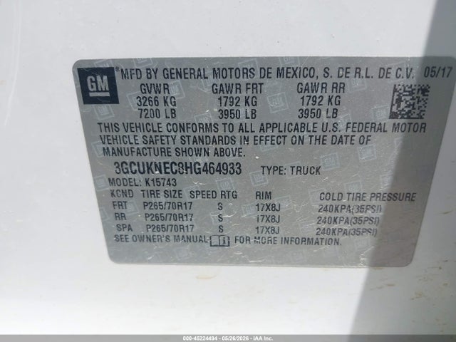 Chevrolet Silverado 1500 Wt 2017 3GCUKNEC8HG464933 Image 9