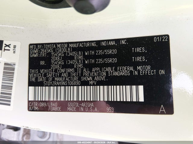 Toyota Highlander Limited 2022 5TDYZRAH9NS106890 Image 9