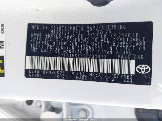 Toyota COROLLA SE 2025 5YFS4MCE5SP231013 Image 9