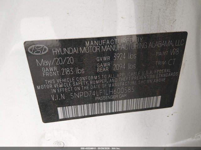 Hyundai ELANTRA SE 2020 5NPD74LF1LH600585 Image 9