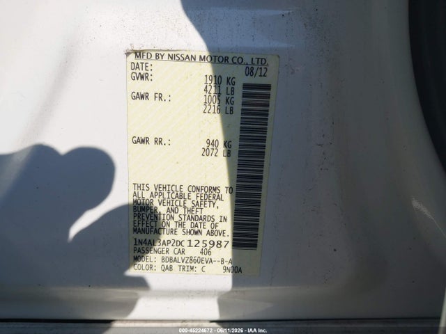Aukcja sprzedaży 2013 Nissan Altima 2.5 Sl, vin: 1N4AL3AP2DC125987, numer aukcji: 45224672