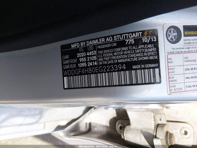 45224704 :رقم المزاد ، WDDGF4HB0EG223394 vin ، 2014 Mercedes-benz C 250 Sport مزاد بيع