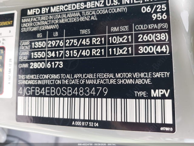 Продажа на аукционе авто 2025 Mercedes-benz Gle 350, vin: 4JGFB4EB0SB483479, номер лота: 45224750