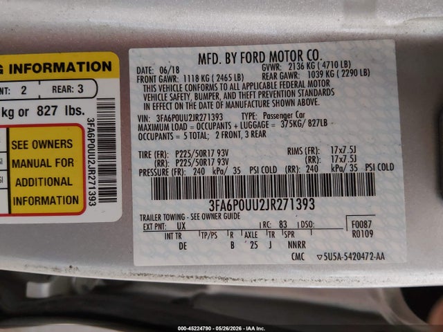 Ford Fusion Hybrid S 2018 3FA6P0UU2JR271393 Image 9