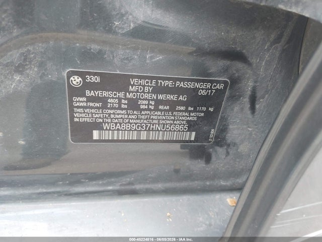 45224816 :رقم المزاد ، WBA8B9G37HNU56865 vin ، 2017 Bmw 330i مزاد بيع