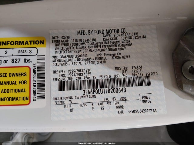 Ford Fusion Hybrid Se 2020 3FA6P0LU1LR200643 Image 9