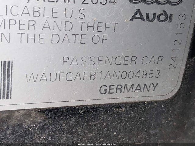 45224852 :رقم المزاد ، WAUFGAFB1AN004953 vin ، 2010 Audi A6 3.0 Premium مزاد بيع