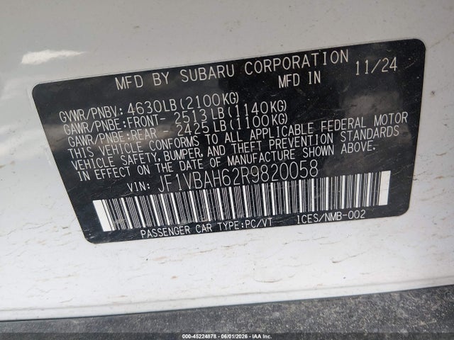 Subaru Wrx Premium 2024 JF1VBAH62R9820058 Image 9