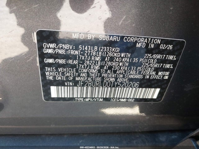 Subaru Outback Wilderness 2026 JF2BURLD0TY520206 Image 9