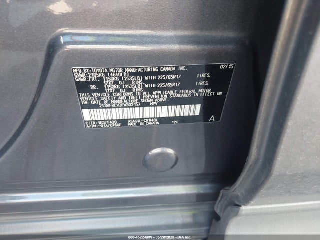 45224889 :رقم المزاد ، 2T3RFREV3FW302157 vin ، 2015 Toyota Rav4 Xle مزاد بيع