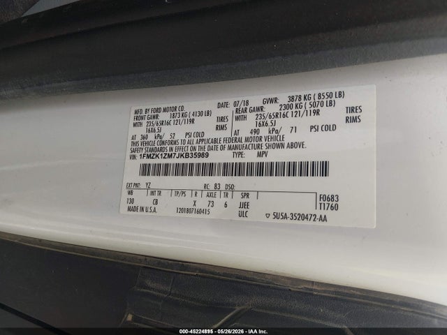 1FMZK1ZM7JKB35989 Ford Transit-150 Xl