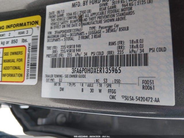 Aukcja sprzedaży 2014 Ford Fusion Se, vin: 3FA6P0HDXER135965, numer aukcji: 45224948