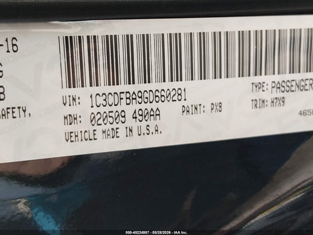 Dodge DART SXT 2016 1C3CDFBA9GD660281 Image 9