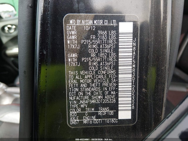 Aukcja sprzedaży 2013 Nissan Juke Sl, vin: JN8AF5MR3DT205328, numer aukcji: 45224961