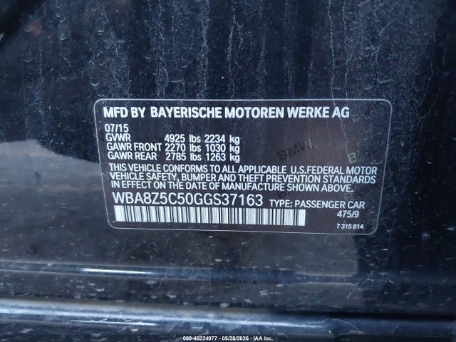 Auction sale of the 2016 Bmw 328i Gran Turismo Xdrive, vin: WBA8Z5C50GGS37163, lot number: 45224977