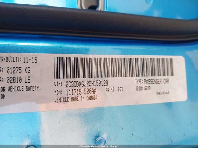 Aukcja sprzedaży 2016 Dodge Charger R/t Scat Pack, vin: 2C3CDXGJ2GH150128, numer aukcji: 45224984